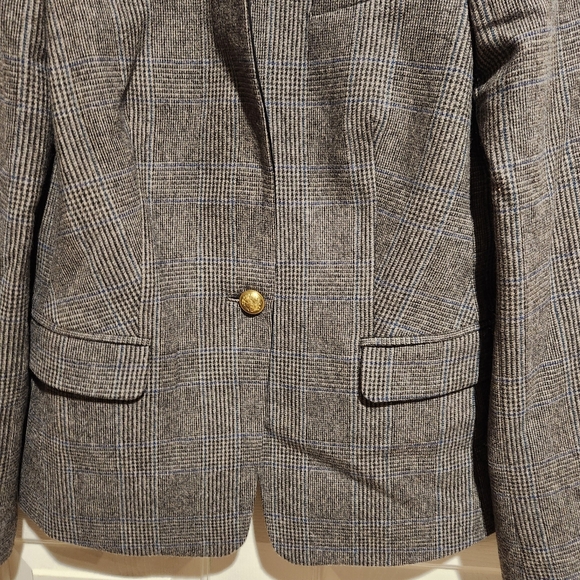 J. Crew Plaid Regent Wool Blazer Business Office Satin Jacket NEW Size 12 - Picture 8 of 12